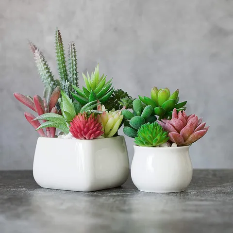 Artificial Succulent Plants Simulated Flower Heads Plastic Fake Succulents For Home Decor Wall Plant DIY Craft Arrangement