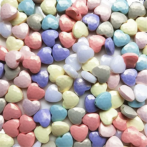 Cuentas Acrílicas de Corazón Facetado Iridescent Forma de Amor Cuentas Sueltas Para DIY Fabricación de Joyas Collar Pulsera Accesorios de Manualidades