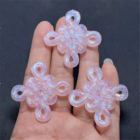 Cuentas de Acrílico de Resina con Nudo Chino Brillante Luminoso para Accesorios de Joyería DIY Colgantes Dijes