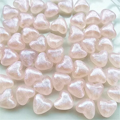 10MM Cuentas de Corazón Acrílicas Sirena Iridiscente Luminosas Cuentas Sueltas Fabricación de Joyas DIY Collar Pulsera