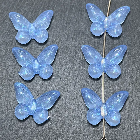 Cuentas de Mariposa Luminosas de Sirena de Acrílico Accesorios de Fabricación de Joyas DIY dijes artesanales de agujero vertical