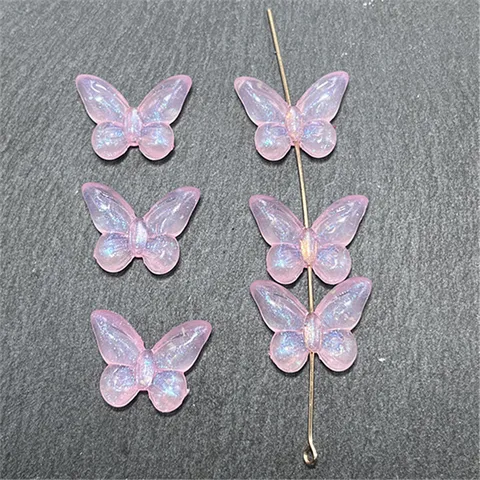 Cuentas de Mariposa Luminosas de Sirena de Acrílico Accesorios de Fabricación de Joyas DIY dijes artesanales de agujero vertical