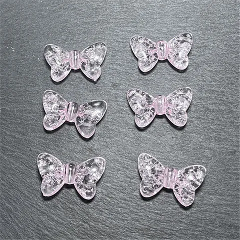 Cuentas Sueltas de Mariposa con Lazo de Acrílico Agrietado para Fabricación de Joyas DIY Accesorios