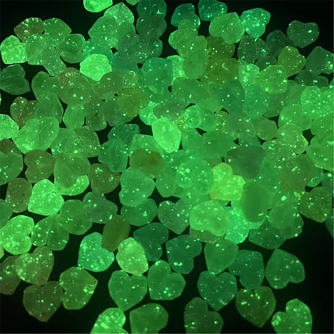 Cuentas de Corazón Acrílicas Facetadas Polvo de Oro Luminoso Agujero Vertical Accesorios de Joyería DIY para Cadena de Teléfono Llavero Manualidades
