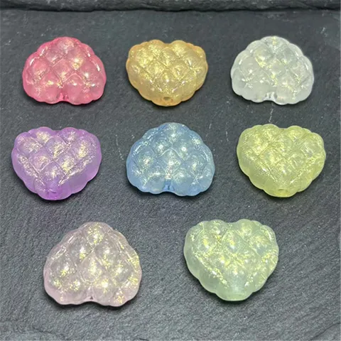 Abalorios Sueltos de Corazón Acrílico Brillo Luminoso Patrón de Gofre Accesorios de Manualidades DIY para Cadena de Teléfono Collar Llavero