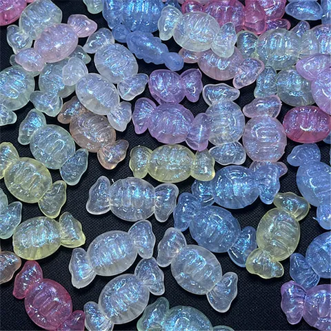Cuentas de Caramelo Acrílicas Cuentas Sueltas Luminosas Perladas Para Fabricación de Joyas DIY Cadena de Teléfono Accesorios