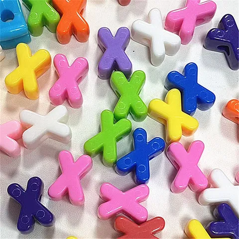 Cuentas de Letras de Color Sólido de Acrílico de Agujero Grande Accesorios DIY Hechos a Mano para Cadena de Teléfono Llavero