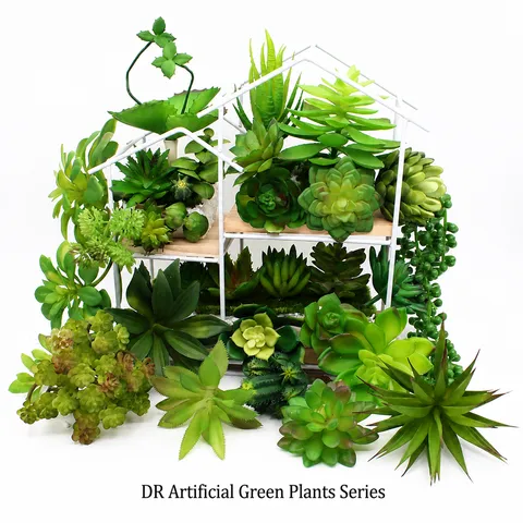 Piante Succulente in Plastica Artificiale Serie Verde Finti Teste di Fiori Succulenti Parete di Piante DIY Accessori per Arredamento