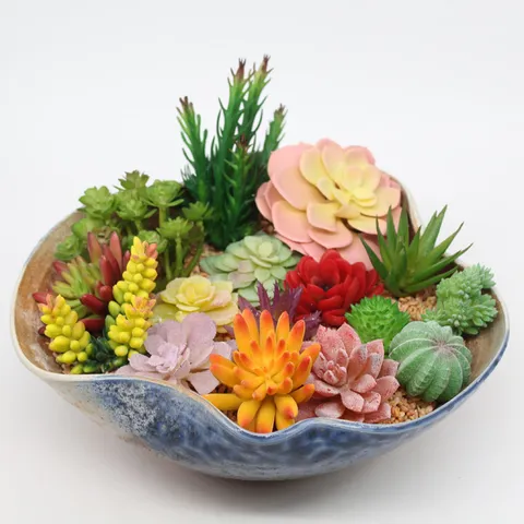 Artificial Succulent Plants Fake Succulents DIY Micro Landscape Greenery Wall Decoration Soft PVC Faux Succulent Home Decor