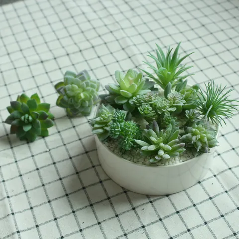 Artificial Succulent Plants Flocking Fake Flower Heads DIY Plant Wall Accessories Artificial Greenery Home Decor