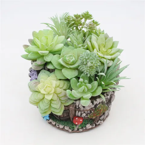 Artificial Succulent Plant Single Flocked Succulent Simulation Plant Wall Accessories Home Decor Artificial Flower Stems