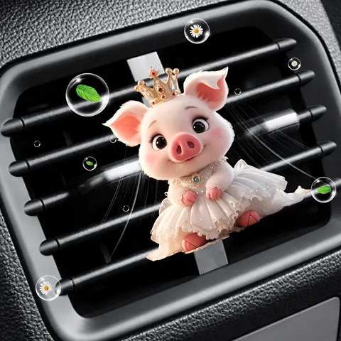 Cute Princess Pig Car Air Vent Clip Flat Acrylic Cartoon Character Aromatherapy Clip Interior Decorative Ornament