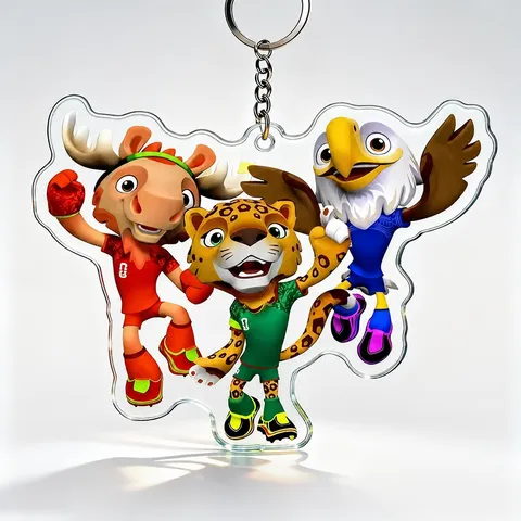 Portachiavi in Acrilico con Mascotte della Coppa del Mondo 2026 Simpatico Animale Cartone Animato Ciondolo Borsa Regalo Souvenir Tifoso Sportivo