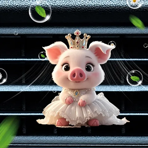 Cute Princess Pig Car Air Vent Clip Flat Acrylic Cartoon Character Aromatherapy Clip Interior Decorative Ornament