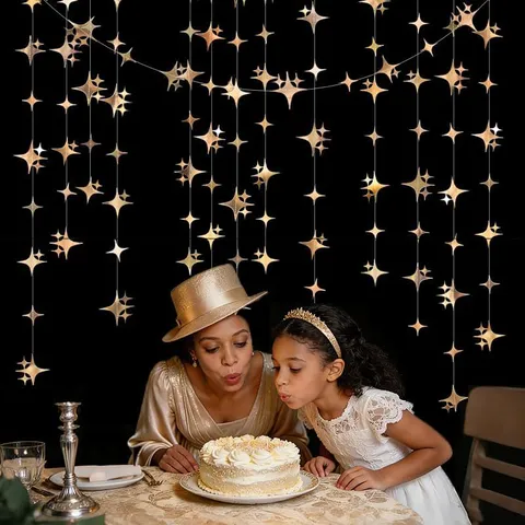 Ghirlanda di Stelle a Specchio Creativa Stelle Lucenti a Quattro Punte Stendibiancheria Sospeso Per Festa di Compleanno Decorazione Matrimonio Romantico