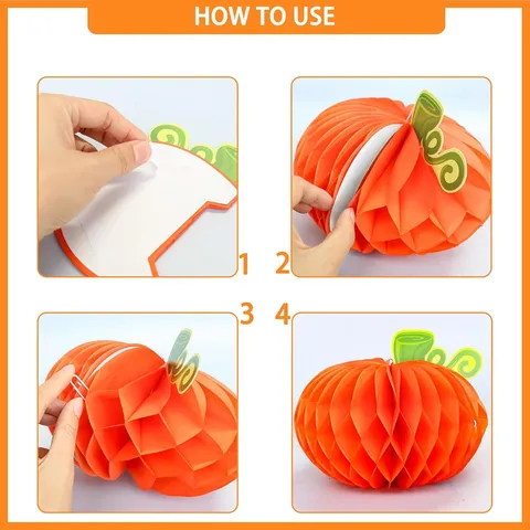 Halloween Ringraziamento Zucca Palla A Nido D'Ape Ornamento Sospeso 3D Carta Pieghevole Decorazione Festa Forniture