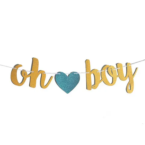 Banner con Lettere in Carta Glitterata Boy Or Girl Oh Baby per Compleanno Baby Shower Festa Sfondo Decorazione Appesa a Parete