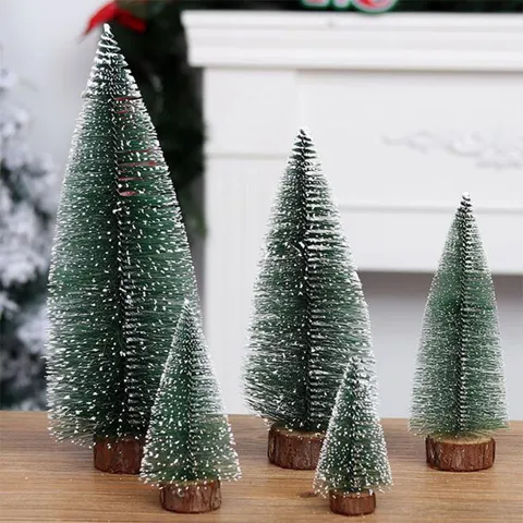 Mini Arbre de Noël Décoration de Bureau Aiguille de Pin Neige Artificielle Cèdre Petit Arbre pour Maison Fête De Vacances Décoration