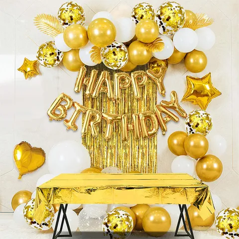 Set di Palloncini di Compleanno in Orpello Oro Rosa Palloncini con Lettere in Alluminio Tenda in Orpello Tovaglia Decorazione per Feste