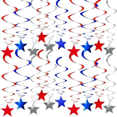 Giorno dell'Indipendenza Americana PVC Spirale Ornamenti Appesi Rosso Bianco Blu Pentagramma Spirale Ghirlanda Decorazione per Feste
