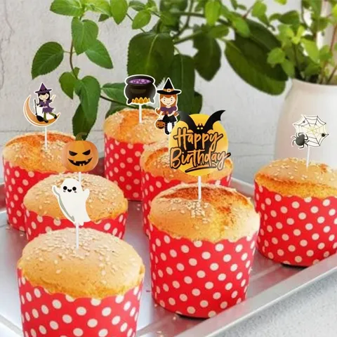Decorazioni per Torta di Halloween Carta Strega Zucca Fantasma Decorazione Tavola Dessert Festa Compleanno
