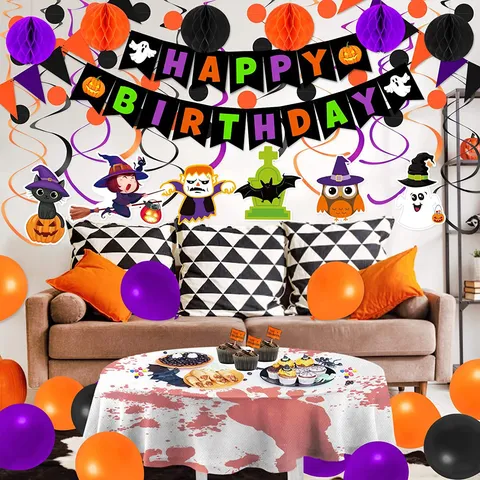 Decorazione per Festa di Halloween Stendardo di Compleanno festone Spirali Sospese Palloncini in Lattice Set di Forniture per Feste