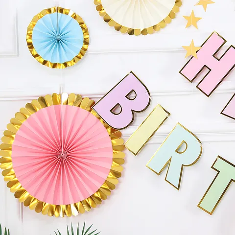 Bandiera di Compleanno Macaron Stampa a Caldo Colorato Buon Compleanno Banner Festa Decorazione Forniture