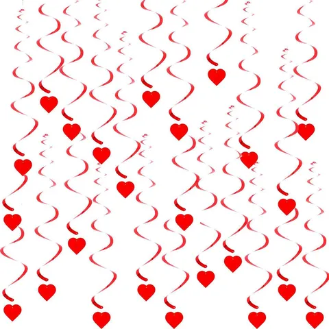 Decorazioni di Vortici Sospesi a Spirale a Cuore Rosso Per San Valentino Festa Di Matrimonio