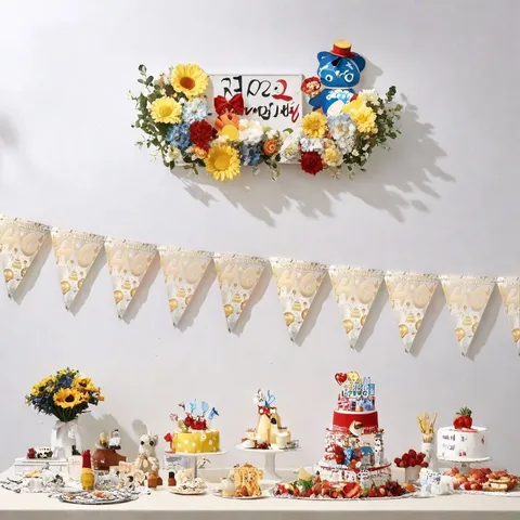 Festa di Compleanno Stendibiancheria a Bandiera Triangolare Carta Festone Decorazione Sospesa