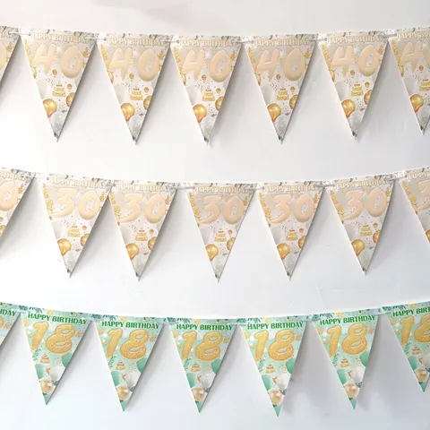 Festa di Compleanno Stendibiancheria a Bandiera Triangolare Carta Festone Decorazione Sospesa