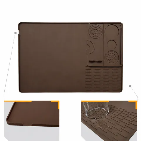 Verdickte Silikon Kaffeemaschine Tampen Matte Küche Bar Abtropfmatte Wärmeisolierende Antirutsch Aufbewahrungsmatte mit Handtuch