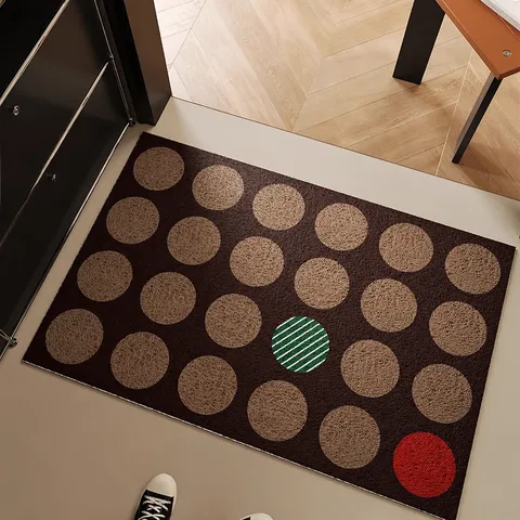 Vintage Style PVC Loop Door Mat Dust Removal Non Slip Welcome Floor Rug For Home Entrance