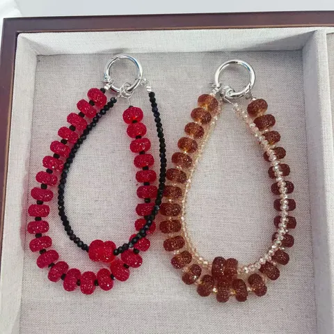 Crystal Beaded Phone Chain Bag Charm Minimalist Double Layer Beaded Pendant Strap Women Bag Accessories