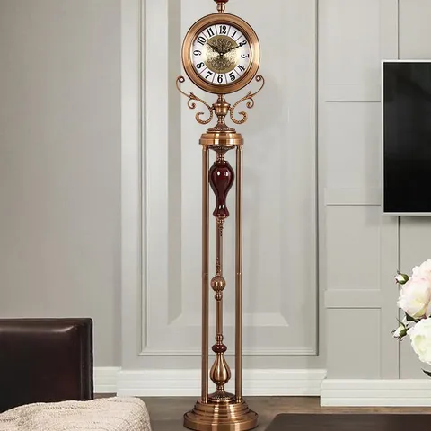 American European Luxury Floor Clock Standing Living Room Grandfather Clock Vintage Metal Decorative Clock For Villa