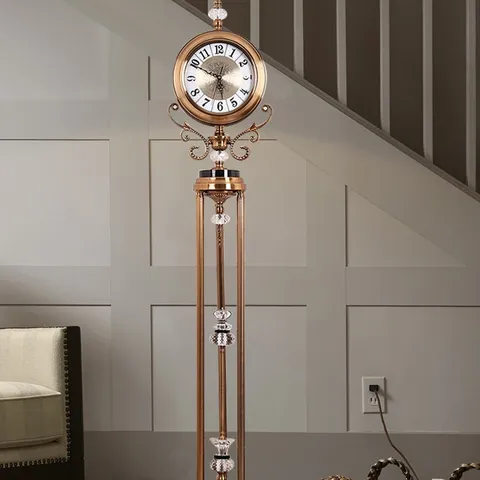 American European Luxury Floor Clock Standing Living Room Grandfather Clock Vintage Metal Decorative Clock For Villa