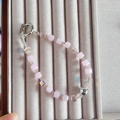 Handmade Crystal Beaded Phone Lanyard Short Wrist Chain Colorful Gradient Phone Charm Strap Fashion Jewelry Accessory