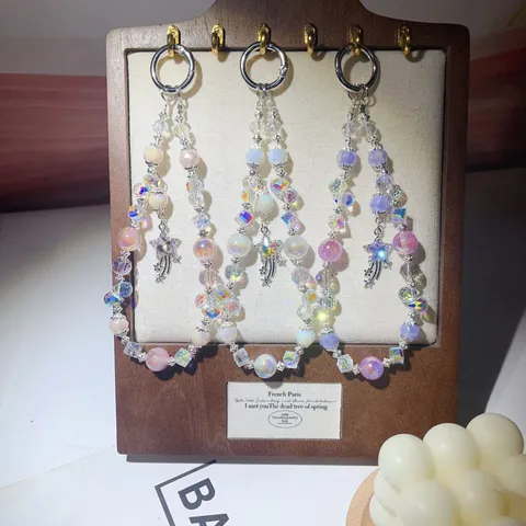 Rhinestone Crystal Beaded Phone Charm Star Pendant Bag Hanging Ornament