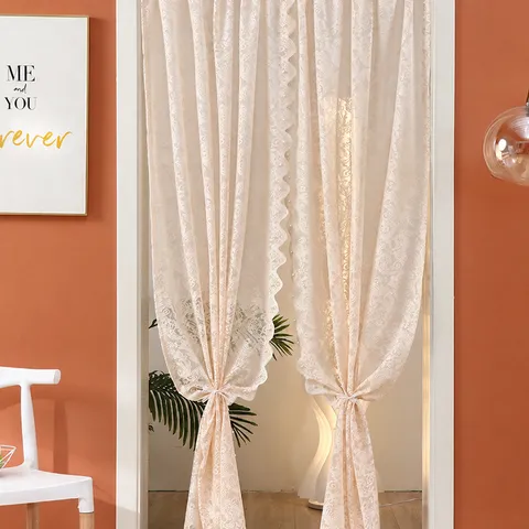 Französischer Romantischer Spitzen Türvorhang Transparente Schlafzimmer Trennwand Jacquard Tüllvorhang Heimtextilien