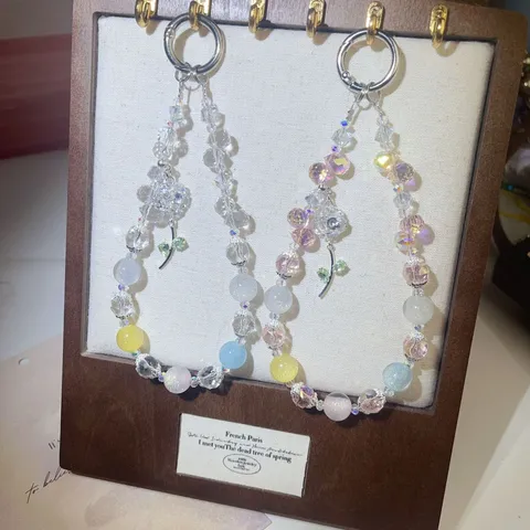 Crystal Phone Chain Bag Charm Color-Changing Beads Light Luxurious Handbag Pendant Accessories For Women