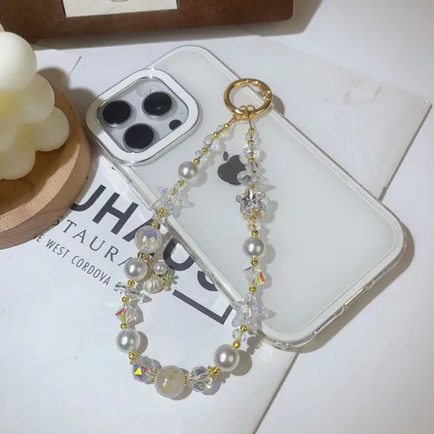 Light Luxury Original Alloy Marine Life Beaded Crystal Phone Chain Cute Starfish Keychain Bag Pendant Jewelry