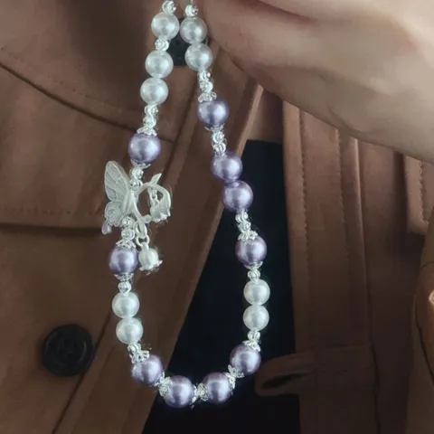 Ins Style Artificial Pearl Bowknot Keychain Phone Charm Cute Bag Pendant Hand Strap Decorative Accessory