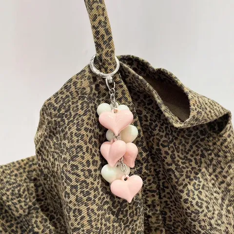 Colorful Acrylic Resin Love Heart Keychain Bag Pendant Cute Sweet Style Key Ring Car Accessories