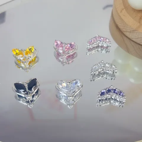 Alloy Rhinestone Heart Fish Tail DIY Charms Beads Crystal Craft Pendants For Phone Chains Jewelry Making Accessories
