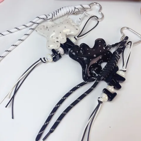 Korean Style Luxury Bear Bag Charm Keychain Cute Bear Pendant Wrist Strap Handbag Purse Accessory Gift