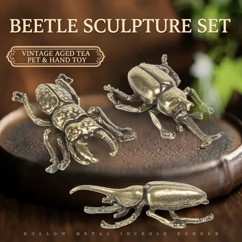 Ornement Insecte Scarabée en Alliage Vintage Figurine Animale Réaliste Couleur Laiton pour Bureau Décoration Intérieure Cadeau de Collection
