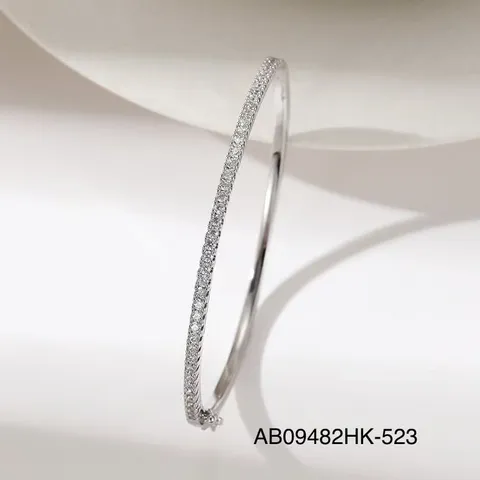 Classic Single Row Zirconia Bangle For Women Gold Plated Copper Bracelet Dubai Style Fashion Jewelry Buckle Bangle