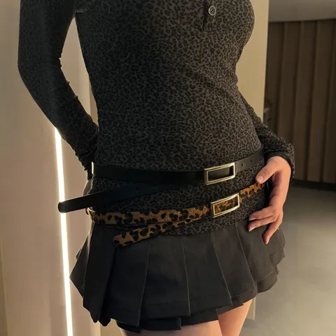 Women Fashion PU Leather Thin Belt Korean Style Casual Jeans Decorative Waistband Metal Buckle Dress Accessories