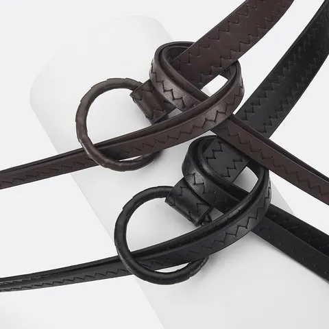 Minimalist PU Leather Belt For Women Fashion Soft Surface Knotted Round Buckle Waistband Casual Dress Coat Waist Belt
