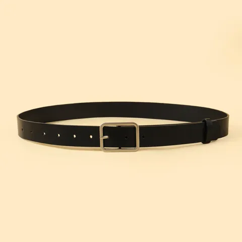 Women Fashion Minimalist PU Leather Belt Rectangular Pin Buckle Thin Waist Belt Casual Dress Jeans Belt Accessory