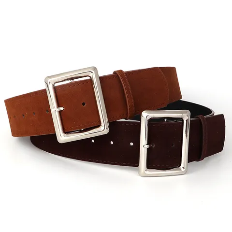 Damen Mode Luxus PU-Ledergürtel Minimalistisch Quadratische Dornschließe Breiter Taillengürtel Für Kleid Tägliches Zubehör